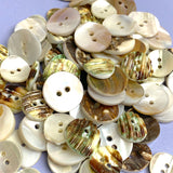 White Shell Stragglers, One Pound Mixed Sizes/Styles: 300+ Mother of Pearl Shell Buttons, $25.00