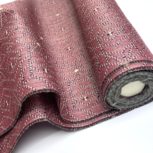 Dusty Mulberry Asanoha Hemp Leaf Ikat, Vintage Kimono Silk from Japan By the Yard  # 836