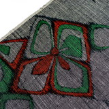Black/White/Red/Green Handwoven Vintage Silk Tsumugi Ikat, from Japan By the Yard  # 837