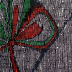 SALE, Black/White/Red/Green Handwoven Vintage Silk Tsumugi Ikat, from Japan By the Yard  # 837