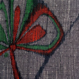 Black/White/Red/Green Handwoven Vintage Silk Tsumugi Ikat, from Japan By the Yard  # 837
