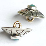 Re-Stocked, Eight Triangles with "Turquoise" Stone, Nickel Silver Shank Back 5/8" Concho Button #SW-261