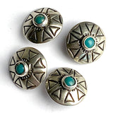 Re-Stocked, Eight Triangles with "Turquoise" Stone, Nickel Silver Shank Back 5/8" Concho Button #SW-261