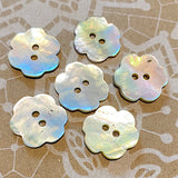 DEEP SALE, Flower-Shaped Moonrise Mother of Pearl Shell 5/8", Pack of TEN Buttons. 15mm   #LP-21