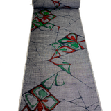 Black/White/Red/Green Handwoven Vintage Silk Tsumugi Ikat, from Japan By the Yard  # 837