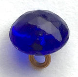OUTLET ITEM, pack of THREE Cobalt Tiny Clear Vintage Buttons, Faceted Glass 1/4" # GL316