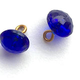 OUTLET ITEM, pack of THREE Cobalt Tiny Clear Vintage Buttons, Faceted Glass 1/4" # GL316