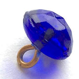 OUTLET ITEM, pack of THREE Cobalt Tiny Clear Vintage Buttons, Faceted Glass 1/4" # GL316