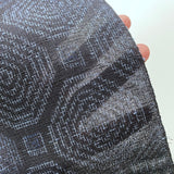 Octagons, Midnight/Blues/Black/Red Vintage Kimono Silk/Cotton Ikat Tsumugi from Japan By the Yard  # 838