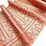 REMNANT. Sunset Geometry Ikat, Light Red-Orange Vintage Kimono Silk from Japan By the Yard 14" X 16" PIECE  #332