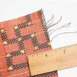 REMNANT. Sunset Geometry Ikat, Light Red-Orange Vintage Kimono Silk from Japan By the Yard 14" X 16" PIECE  #332