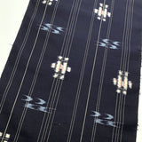 Dark Indigo Kasuri Ikat, Kimono Silk Handwoven Tsumugi from Japan By the Yard  # 839