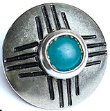Zia 1/2" Concho Style Button with "Turquoise" Sixteen Rays Nickel Silver Shank Back  #SW-254