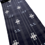 Dark Indigo Kasuri Ikat, Kimono Silk Handwoven Tsumugi from Japan By the Yard  # 839