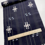 Dark Indigo Kasuri Ikat, Kimono Silk Handwoven Tsumugi from Japan By the Yard  # 839