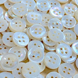 Re-Stocked, White 4-Hole 1/2" Pearl Buttons, Vintage Shell 13mm, Pack of 12  #KB-801