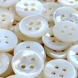Re-Stocked, White 4-Hole 1/2" Pearl Buttons, Vintage Shell 13mm, Pack of 12  #KB-801