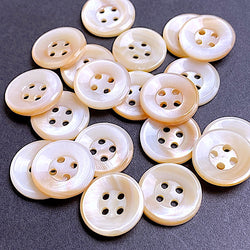 BULK DEAL, 100 BUTTONS: Vintage USA-Made Apricot Pearl-White Lustre, 4-Hole 5/8" / 15mm, #KB-926-100