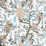 Taupe Lilies Cotton Hand Printed Block Print From India, By the Yard #4721