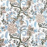Taupe Lilies Cotton Hand Printed Block Print From India, By the Yard #4721