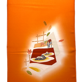Full BOLT of Tangerine Vintage Furisode or Yuzen Kimono Silk Crepe from Japan #841