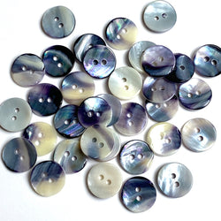 Re-Stocked, Mermaid's Indigo 1/2" Blue Mussel Shell Buttons, 13mm Pack of 23 Buttons $12   #KB-910