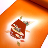 Full BOLT of Tangerine Vintage Furisode or Yuzen Kimono Silk Crepe from Japan #841
