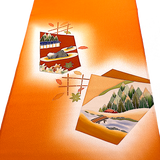 Full BOLT of Tangerine Vintage Furisode or Yuzen Kimono Silk Crepe from Japan #841