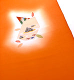 Full BOLT of Tangerine Vintage Furisode or Yuzen Kimono Silk Crepe from Japan #841