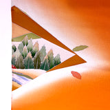 Full BOLT of Tangerine Vintage Furisode or Yuzen Kimono Silk Crepe from Japan #841