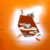 Full BOLT of Tangerine Vintage Furisode or Yuzen Kimono Silk Crepe from Japan #841