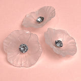 Re-Stocked, Frosted Acrylic Large Flower, Vintage Rhinestone-Center Buttons 1-5/8" #KB-804