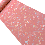 Dusty Rose Chirimen Crepe Pastel Floral Print, Kimono Faux Silk, Polyester From Japan By the Yard #842