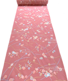 Dusty Rose Chirimen Crepe Pastel Floral Print, Kimono Faux Silk, Polyester From Japan By the Yard #842