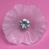 Re-Stocked, Frosted Acrylic Large Flower, Vintage Rhinestone-Center Buttons 1-5/8" #KB-804