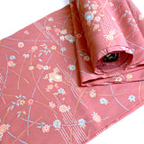 Dusty Rose Chirimen Crepe Pastel Floral Print, Kimono Faux Silk, Polyester From Japan By the Yard #842