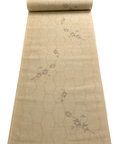 Dreamy Gray Flowers on Rustic Ecru / Kikko Hexagons Antique? Kimono Ikat Silk From Japan By the Yard #140