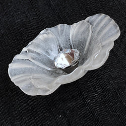 SALE, Frosted Translucent Acrylic Large Flower, Vintage Rhinestone-Center Buttons 1-5/8" #KB-804