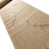Dreamy Gray Flowers on Rustic Ecru / Kikko Hexagons Antique? Kimono Ikat Silk From Japan By the Yard #140
