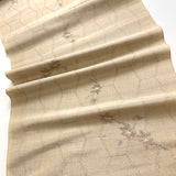 Dreamy Gray Flowers on Rustic Ecru / Kikko Hexagons Antique? Kimono Ikat Silk From Japan By the Yard #140