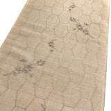 Dreamy Gray Flowers on Rustic Ecru / Kikko Hexagons Antique? Kimono Ikat Silk From Japan By the Yard #140