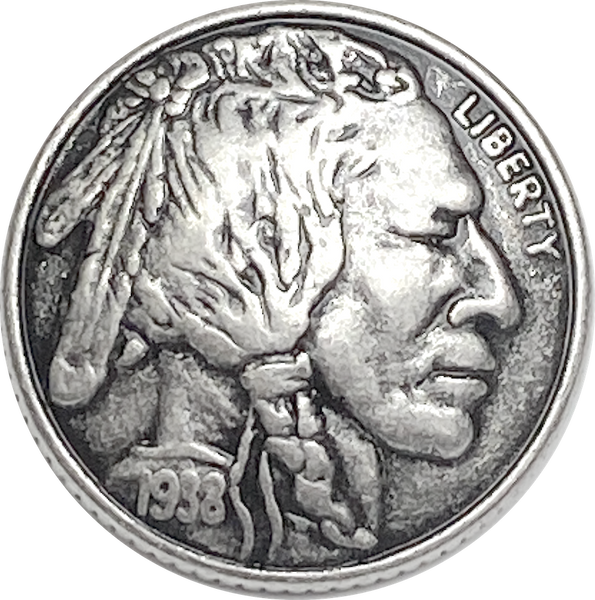 SIX INDIAN HEAD REPLICA Nickel Button Silver Metal 13/16" / 20mm, Shank Back #SWC-164