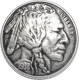 SIX INDIAN HEAD REPLICA Nickel Button Silver Metal 13/16" / 20mm, Shank Back #SWC-164