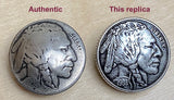 SIX INDIAN HEAD REPLICA Nickel Button Silver Metal 13/16" / 20mm, Shank Back #SWC-164