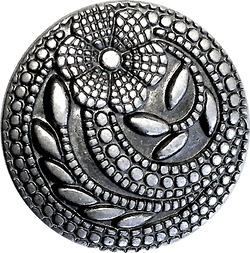 Silver Flower Swirl Dots 15/16" Shank-Back Meetal Button  #SWC-24