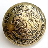 Last One, Eagle & Snake 1955 Penny, Authentic Uno Centavo Mexican Coin, Shank-Back Button, 5/8"  #SW-257