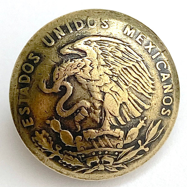 Last One, Eagle & Snake 1955 Penny, Authentic Uno Centavo Mexican Coin, Shank-Back Button, 5/8"  #SW-257