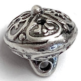 Re-stocked, Belly Dance Bells, Bali Style Hollow Roundish Metal Charm/Button, 1/2",  Shank Back, Silver Color,  #L-332