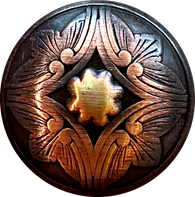 Re-Stocked, Antique Dark Copper 'Santa Barbara' Domed Carved 11/16" Smaller Size, Shank Back #SK-2065