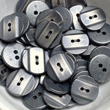 Silver Stripe Almost Black/Charcoal 5/8" Raised Band 2-Hole Metal Button 15.5mm.   #SK-894